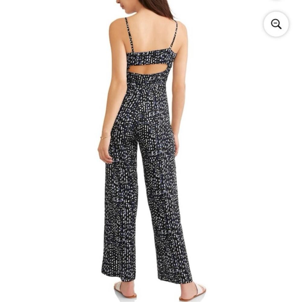 Wide Leg Flowy Jumpsuit Romper Resort Wear Black Travel Vacation size Large